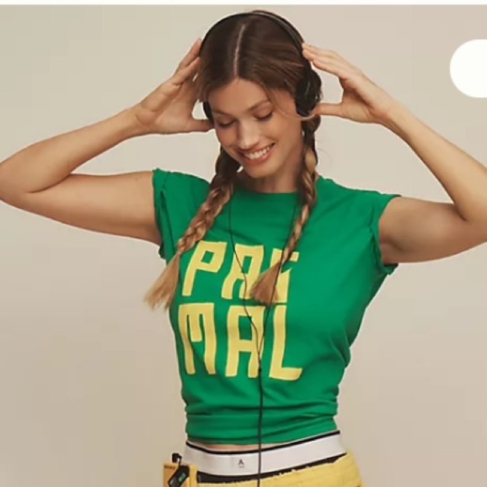 Clare V Green and Yellow Short Sleeve Tee